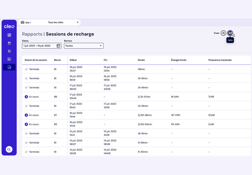 Historique de recharge